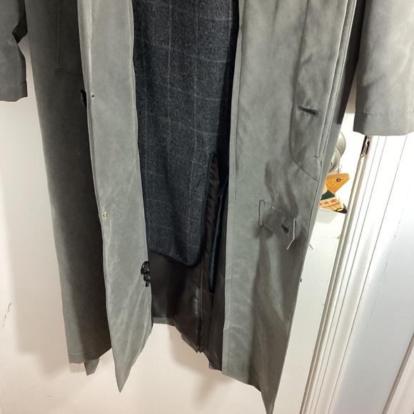 VTG BILL BLASS BLACK LABEL MEN'S 42REG GRAY LONG TRENCH COAT REMOVABLE LINER - Picture 10 of 15